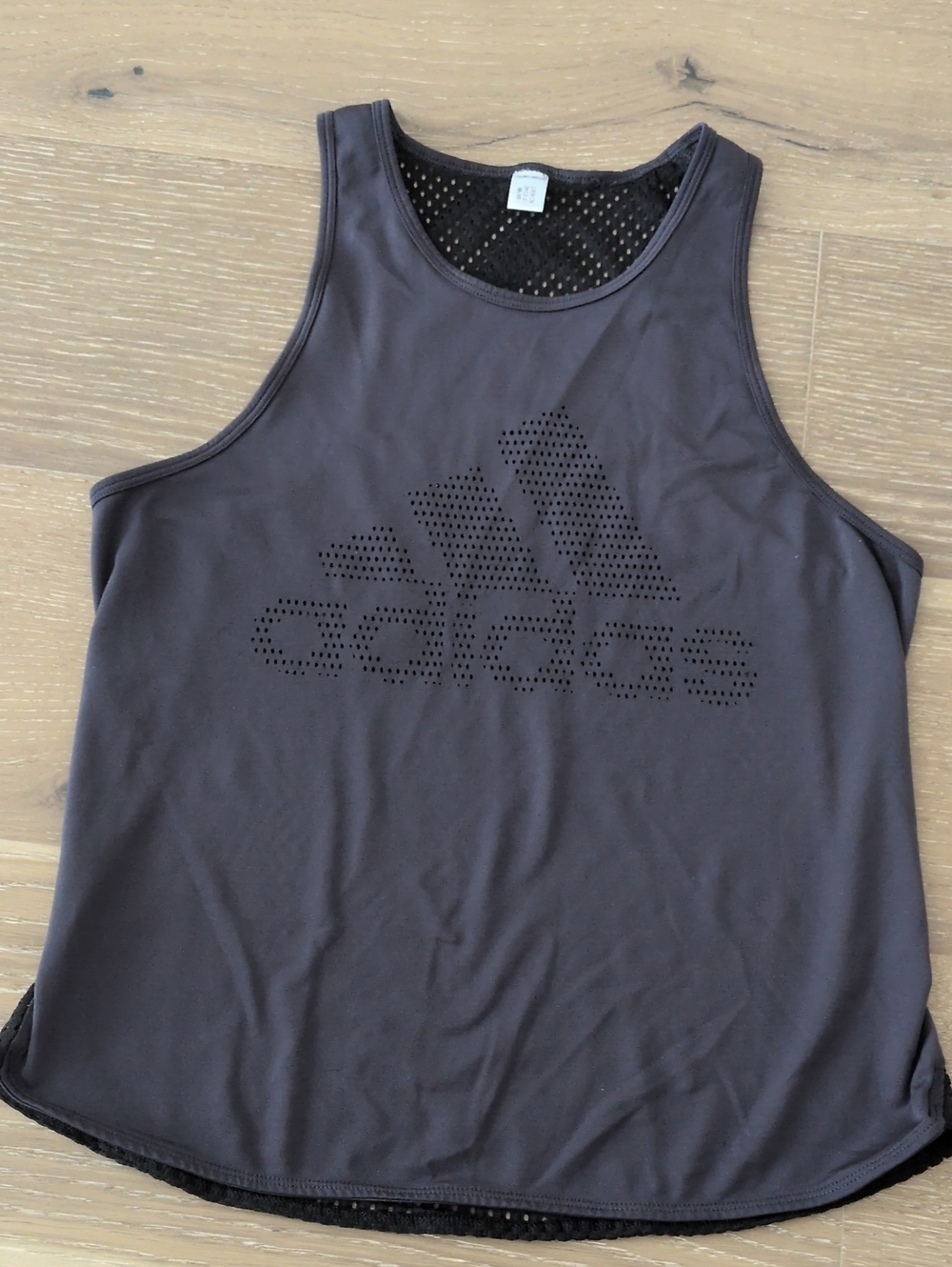 adidas Women's Dark Gray Athletic Tank Top with Perforated Logo
